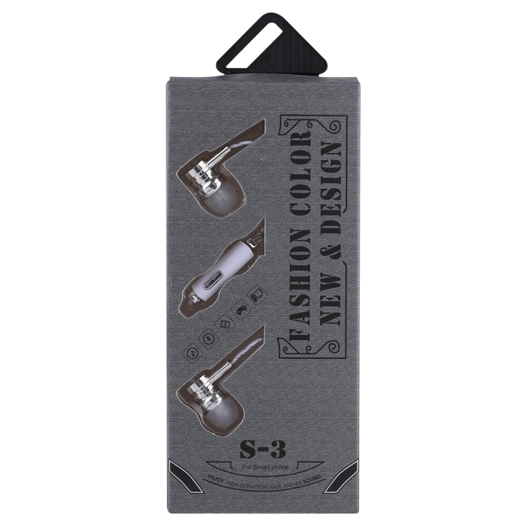 S-3 Bass Stereo Sound Generally In-ear Wire Control Earphone, For iPhone, iPad, Galaxy, Huawei, Xiaomi, LG, HTC and Other Smartphones
