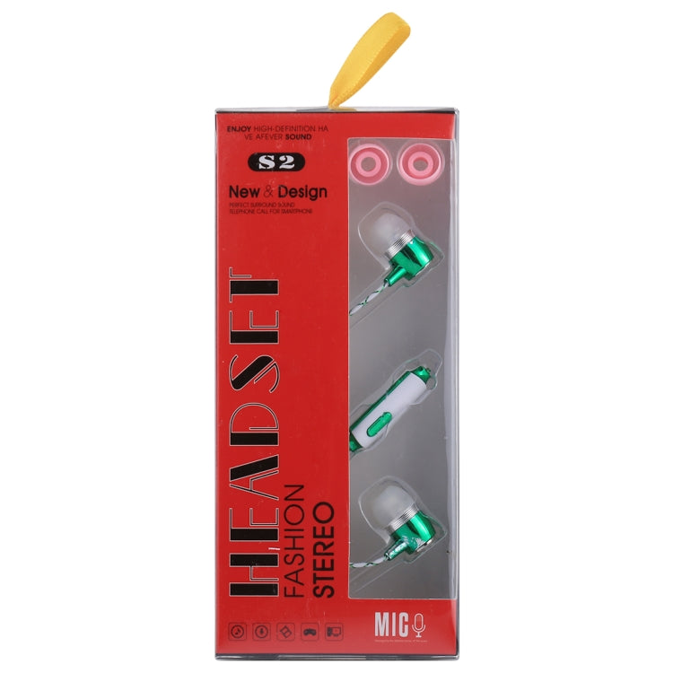 S2 Bass Stereo Sound Generally In-ear Wire Control Earphone with A Pair Earplug Cap, For iPhone, iPad, Galaxy, Huawei, Xiaomi, LG, HTC and Other Smartphones