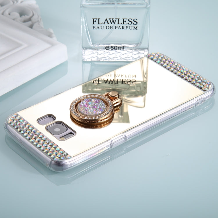 For Galaxy S8+ / G9550 Diamond Encrusted Electroplating Mirror Protective Cover Case with Ring Holder