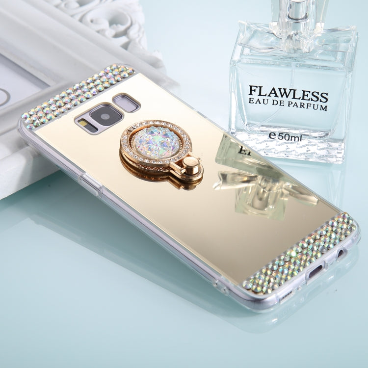 For Galaxy S8+ / G9550 Diamond Encrusted Electroplating Mirror Protective Cover Case with Ring Holder