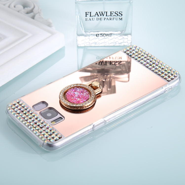 For Galaxy S8+ / G9550 Diamond Encrusted Electroplating Mirror Protective Cover Case with Ring Holder