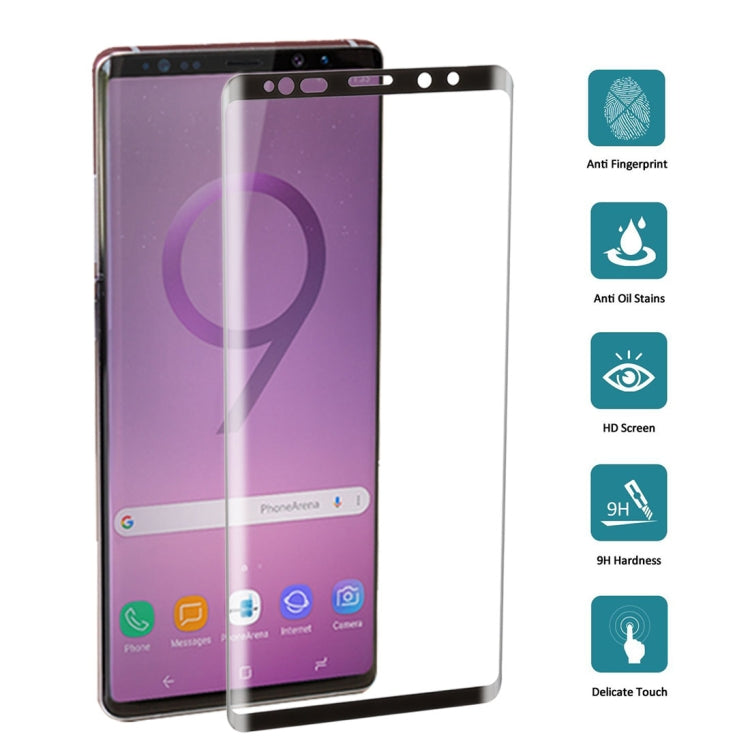 25 PCS 0.26mm 9H Surface Hardness 3D Curved Edge Full Screen Tempered Glass Film for Galaxy Note 9