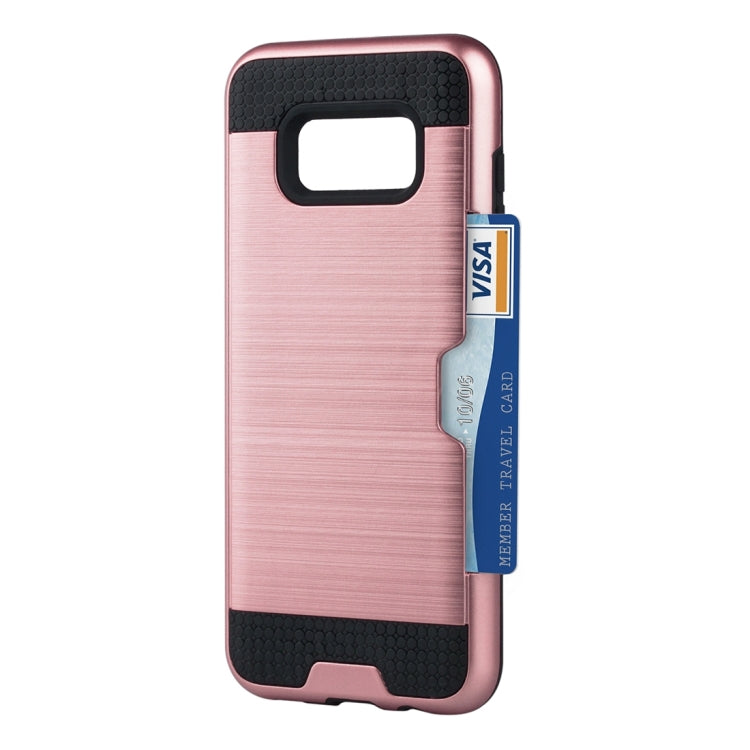 For Galaxy S8 + / G955 with credit card slot holder TPU+PC mobile phone covers