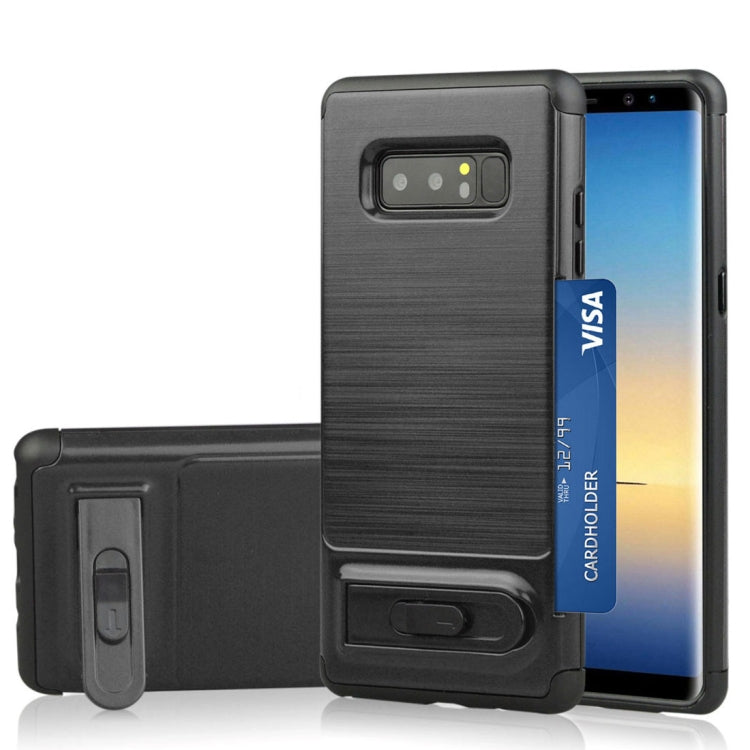 For Galaxy Note 8 Brushed Texture TPU+PC Protective Back Case with Holder & Card Slot