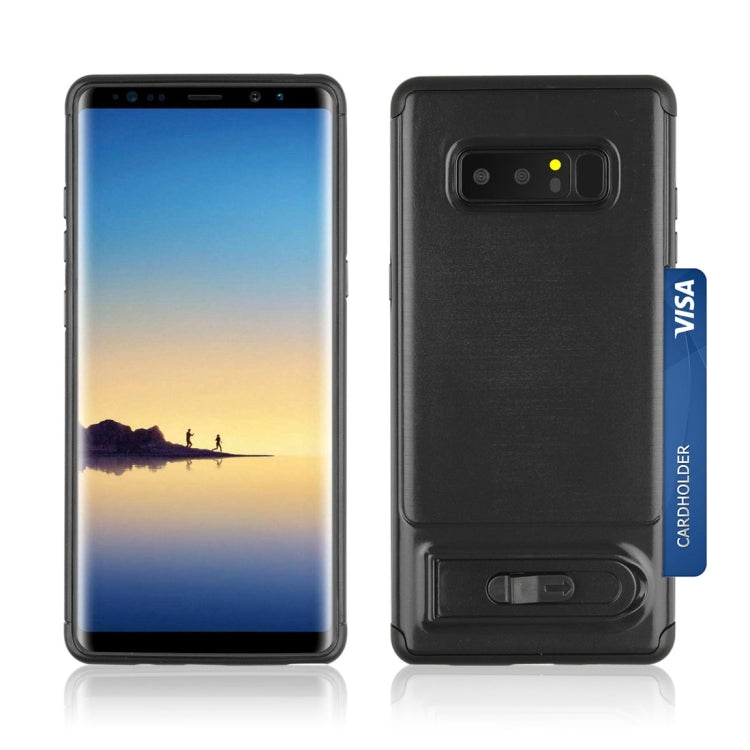 For Galaxy Note 8 Brushed Texture TPU+PC Protective Back Case with Holder & Card Slot