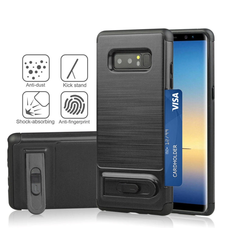 For Galaxy Note 8 Brushed Texture TPU+PC Protective Back Case with Holder & Card Slot