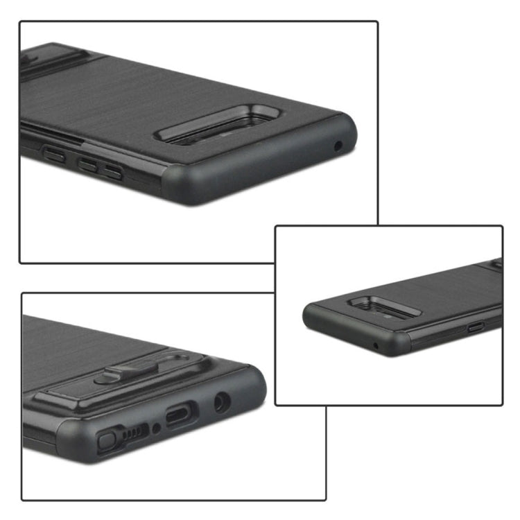 For Galaxy Note 8 Brushed Texture TPU+PC Protective Back Case with Holder & Card Slot