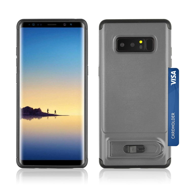 For Galaxy Note 8 Brushed Texture TPU+PC Protective Back Case with Holder & Card Slot