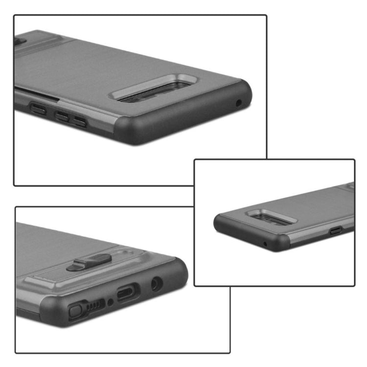 For Galaxy Note 8 Brushed Texture TPU+PC Protective Back Case with Holder & Card Slot