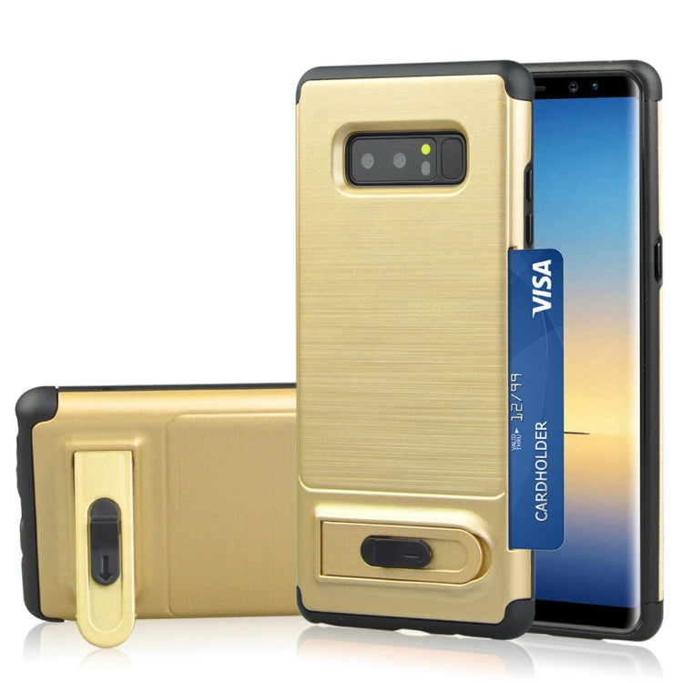 For Galaxy Note 8 Brushed Texture TPU+PC Protective Back Case with Holder & Card Slot