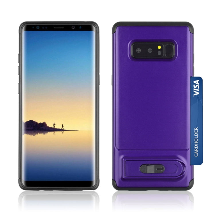 For Galaxy Note 8 Brushed Texture TPU+PC Protective Back Case with Holder & Card Slot