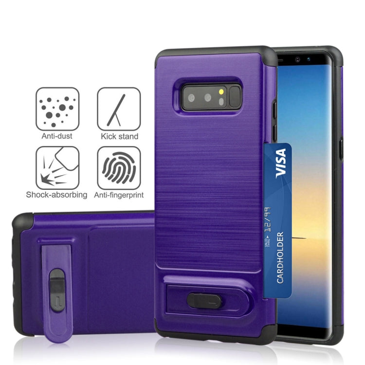 For Galaxy Note 8 Brushed Texture TPU+PC Protective Back Case with Holder & Card Slot