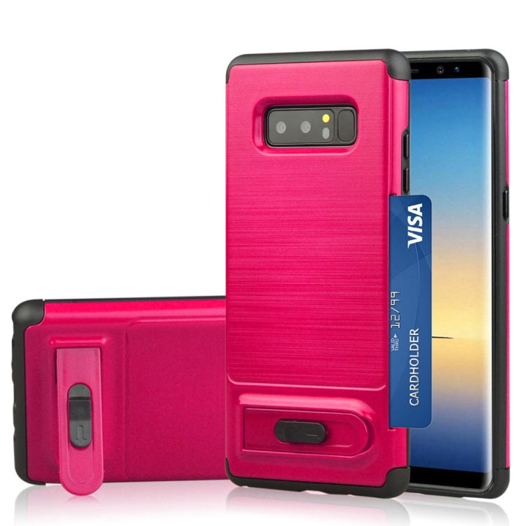 For Galaxy Note 8 Brushed Texture TPU+PC Protective Back Case with Holder & Card Slot