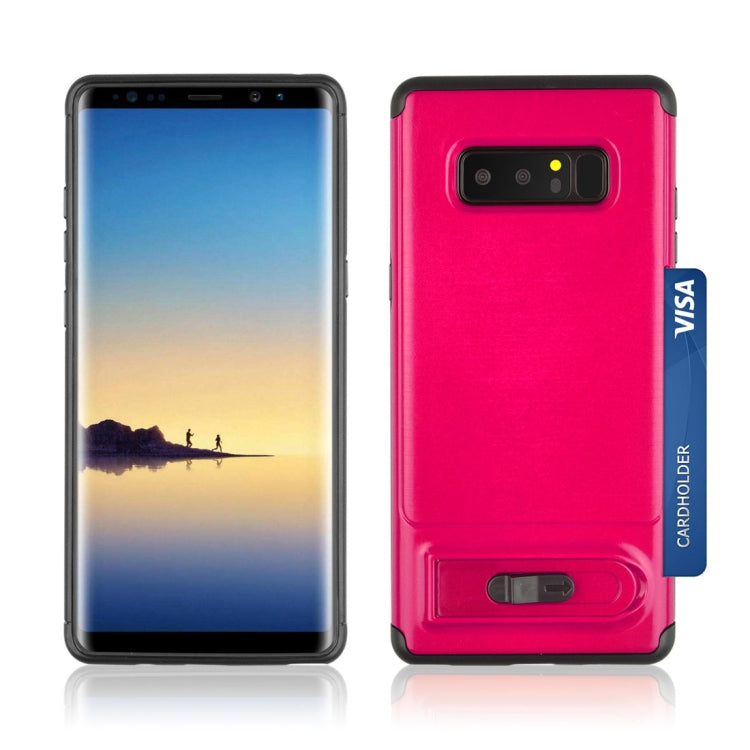 For Galaxy Note 8 Brushed Texture TPU+PC Protective Back Case with Holder & Card Slot
