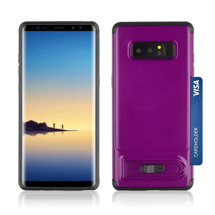 For Galaxy Note 8 Brushed Texture TPU+PC Protective Back Case with Holder & Card Slot