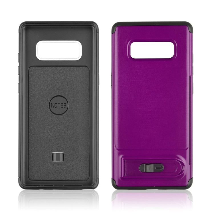 For Galaxy Note 8 Brushed Texture TPU+PC Protective Back Case with Holder & Card Slot