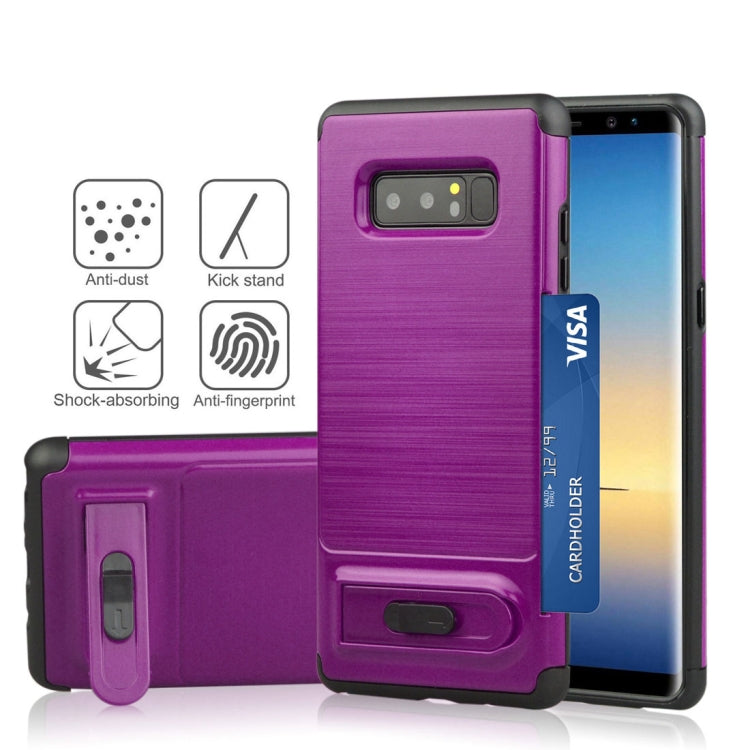 For Galaxy Note 8 Brushed Texture TPU+PC Protective Back Case with Holder & Card Slot