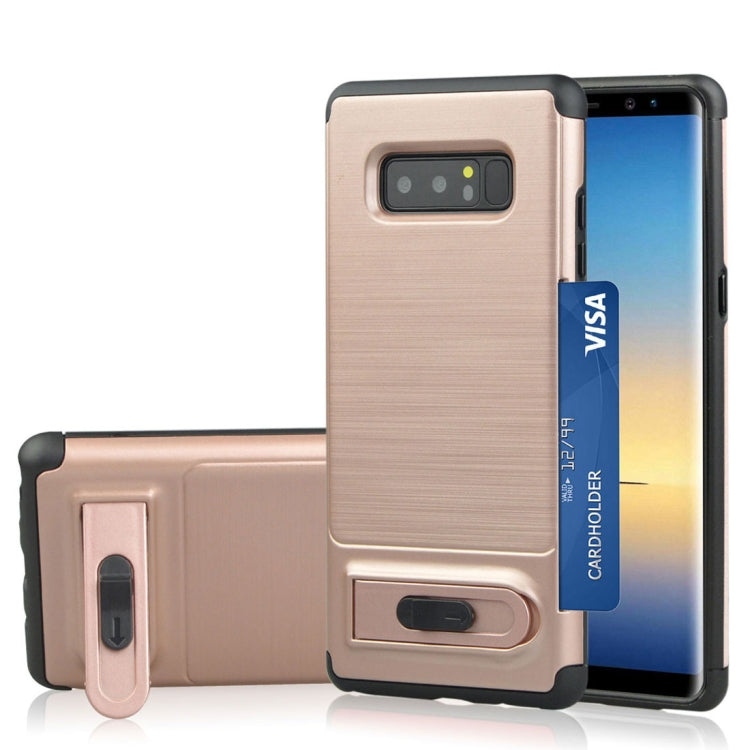 For Galaxy Note 8 Brushed Texture TPU+PC Protective Back Case with Holder & Card Slot