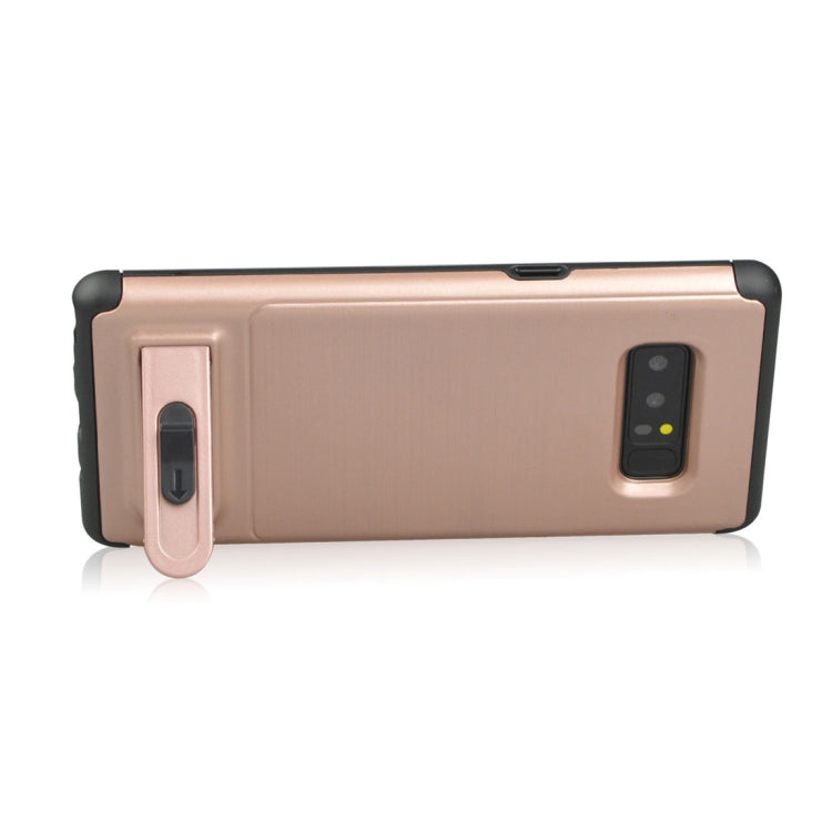 For Galaxy Note 8 Brushed Texture TPU+PC Protective Back Case with Holder & Card Slot
