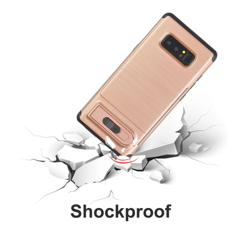 For Galaxy Note 8 Brushed Texture TPU+PC Protective Back Case with Holder & Card Slot
