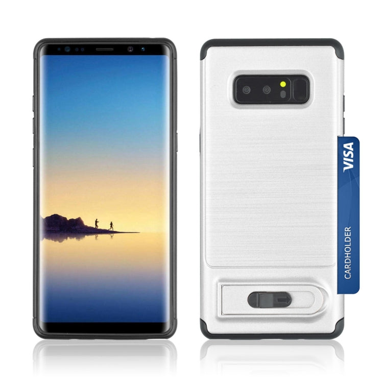 For Galaxy Note 8 Brushed Texture TPU+PC Protective Back Case with Holder & Card Slot
