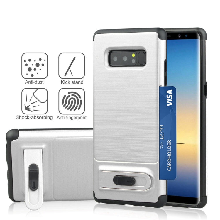For Galaxy Note 8 Brushed Texture TPU+PC Protective Back Case with Holder & Card Slot