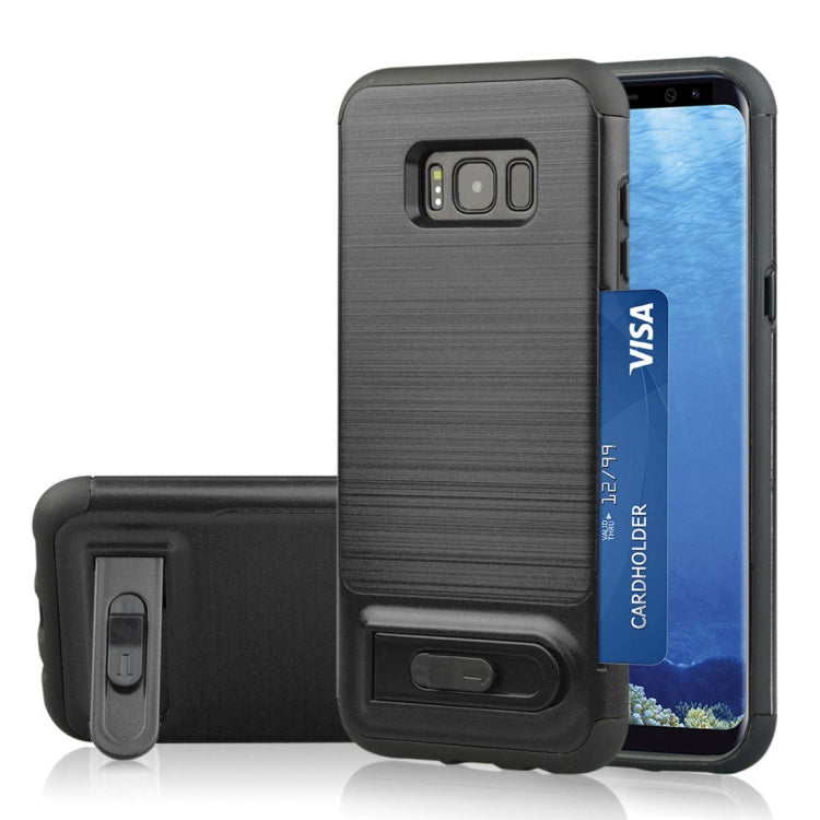 For Galaxy S8 + / G955 Brushed Texture TPU+PC Protective Back Case with Holder & Card Slot