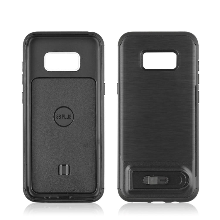 For Galaxy S8 + / G955 Brushed Texture TPU+PC Protective Back Case with Holder & Card Slot