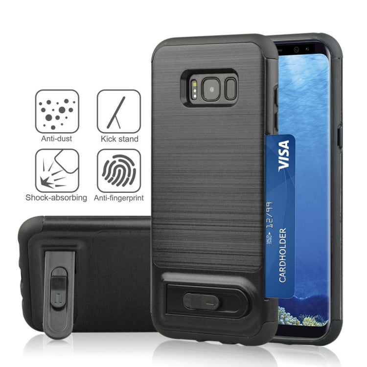 For Galaxy S8 + / G955 Brushed Texture TPU+PC Protective Back Case with Holder & Card Slot
