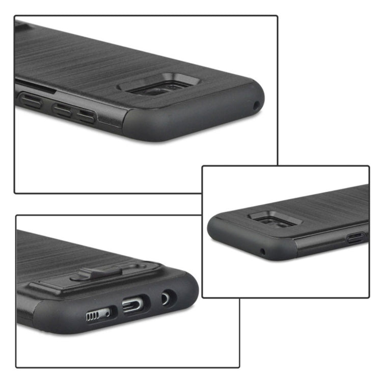 For Galaxy S8 + / G955 Brushed Texture TPU+PC Protective Back Case with Holder & Card Slot