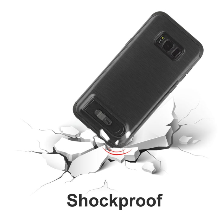 For Galaxy S8 + / G955 Brushed Texture TPU+PC Protective Back Case with Holder & Card Slot