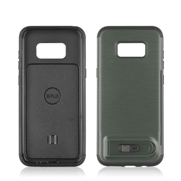 For Galaxy S8 + / G955 Brushed Texture TPU+PC Protective Back Case with Holder & Card Slot
