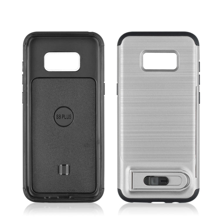 For Galaxy S8 + / G955 Brushed Texture TPU+PC Protective Back Case with Holder & Card Slot