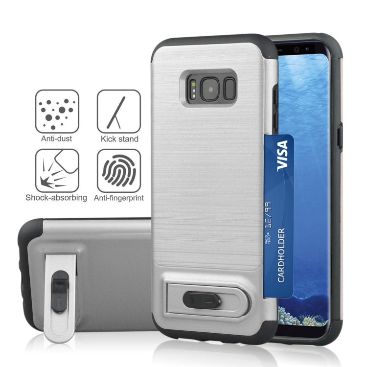 For Galaxy S8 + / G955 Brushed Texture TPU+PC Protective Back Case with Holder & Card Slot