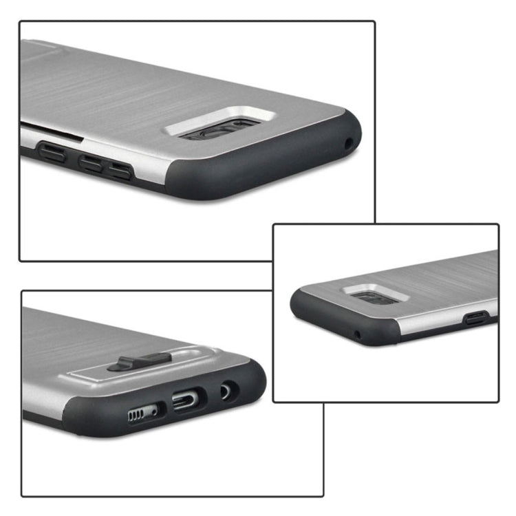 For Galaxy S8 + / G955 Brushed Texture TPU+PC Protective Back Case with Holder & Card Slot