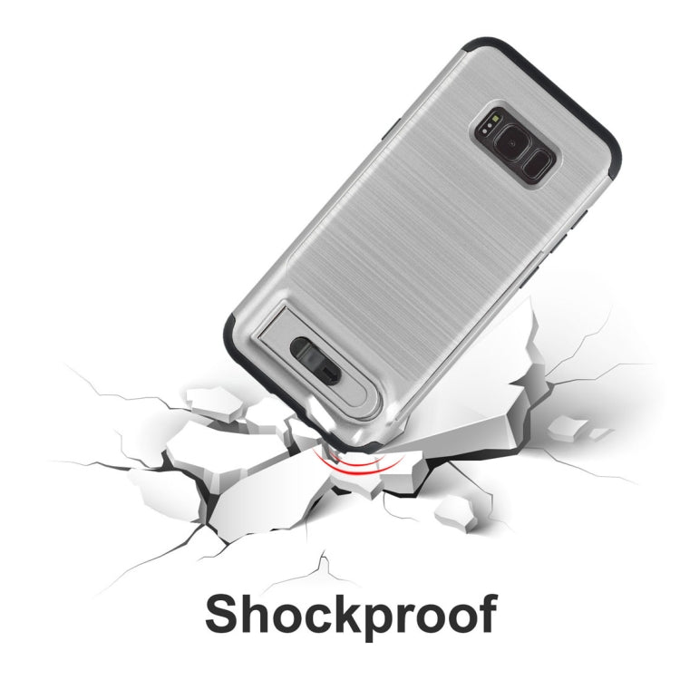 For Galaxy S8 + / G955 Brushed Texture TPU+PC Protective Back Case with Holder & Card Slot