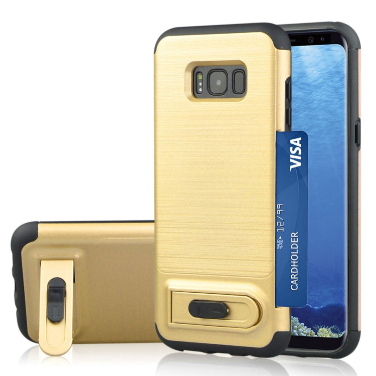 For Galaxy S8 + / G955 Brushed Texture TPU+PC Protective Back Case with Holder & Card Slot