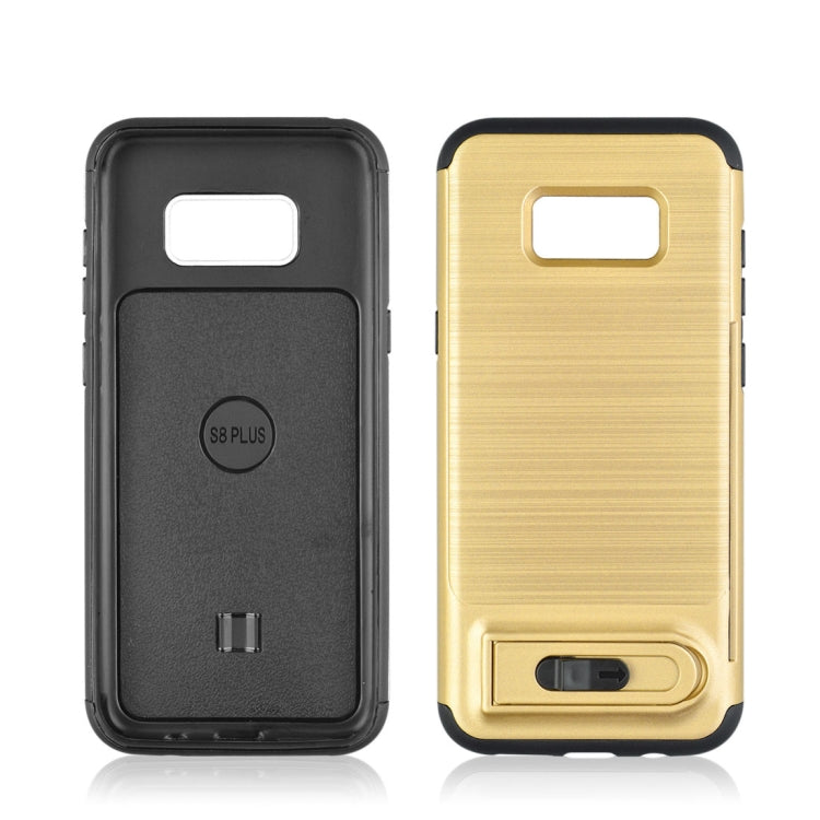 For Galaxy S8 + / G955 Brushed Texture TPU+PC Protective Back Case with Holder & Card Slot