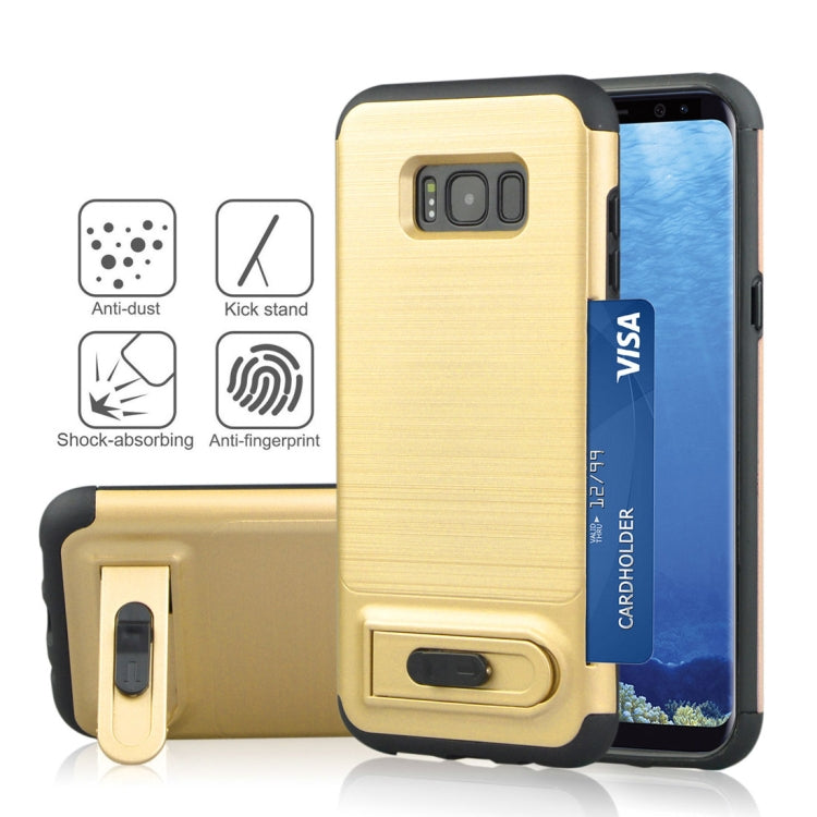 For Galaxy S8 + / G955 Brushed Texture TPU+PC Protective Back Case with Holder & Card Slot