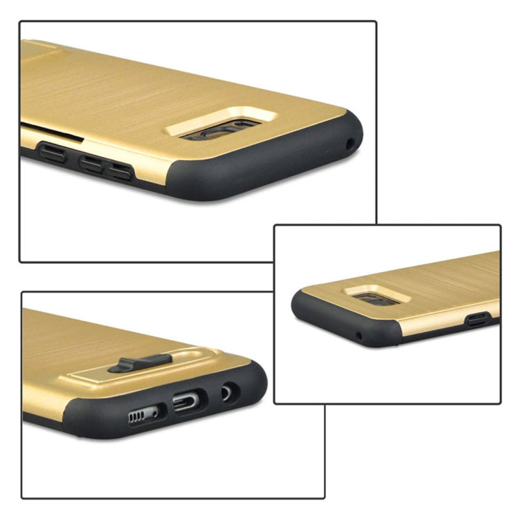 For Galaxy S8 + / G955 Brushed Texture TPU+PC Protective Back Case with Holder & Card Slot