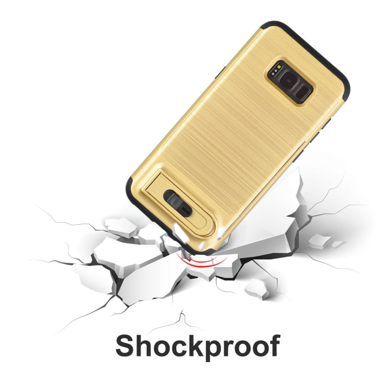 For Galaxy S8 + / G955 Brushed Texture TPU+PC Protective Back Case with Holder & Card Slot