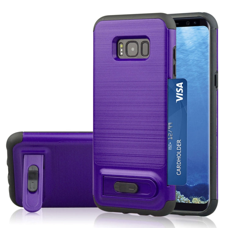 For Galaxy S8 + / G955 Brushed Texture TPU+PC Protective Back Case with Holder & Card Slot