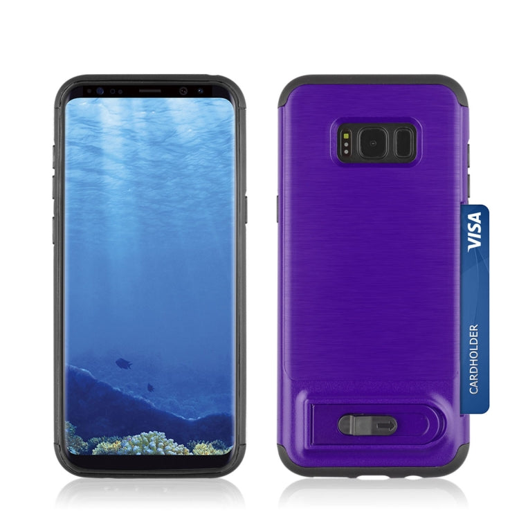 For Galaxy S8 + / G955 Brushed Texture TPU+PC Protective Back Case with Holder & Card Slot