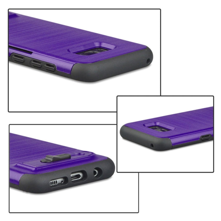 For Galaxy S8 + / G955 Brushed Texture TPU+PC Protective Back Case with Holder & Card Slot