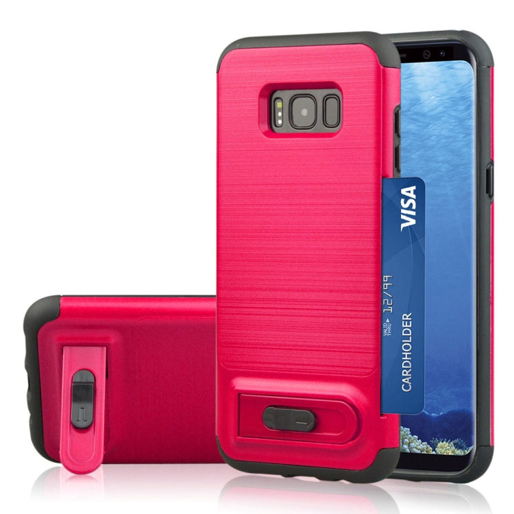 For Galaxy S8 + / G955 Brushed Texture TPU+PC Protective Back Case with Holder & Card Slot