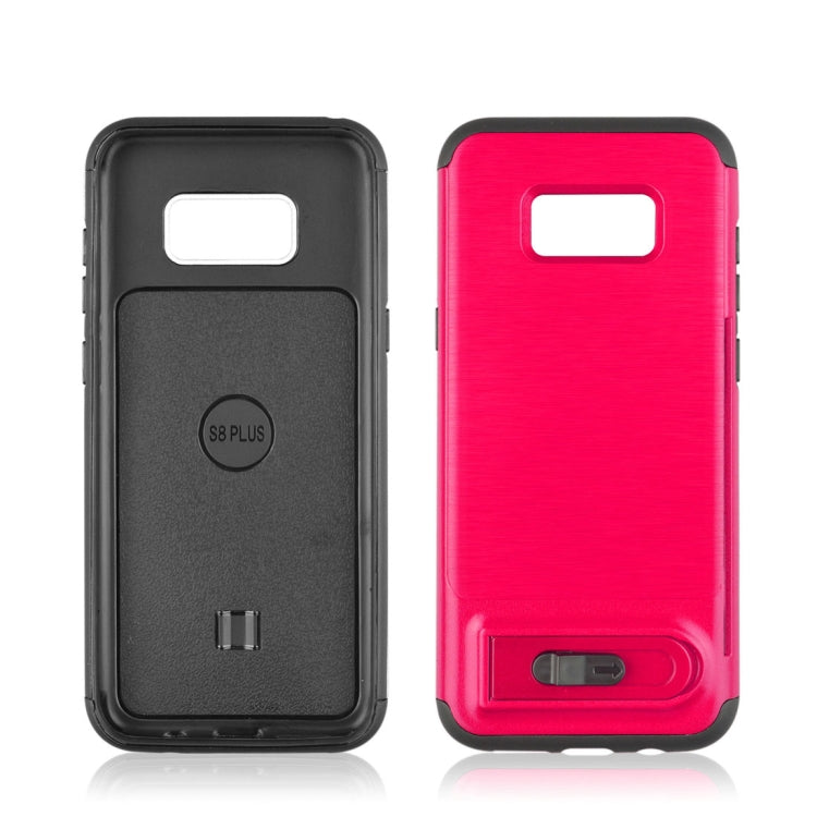 For Galaxy S8 + / G955 Brushed Texture TPU+PC Protective Back Case with Holder & Card Slot