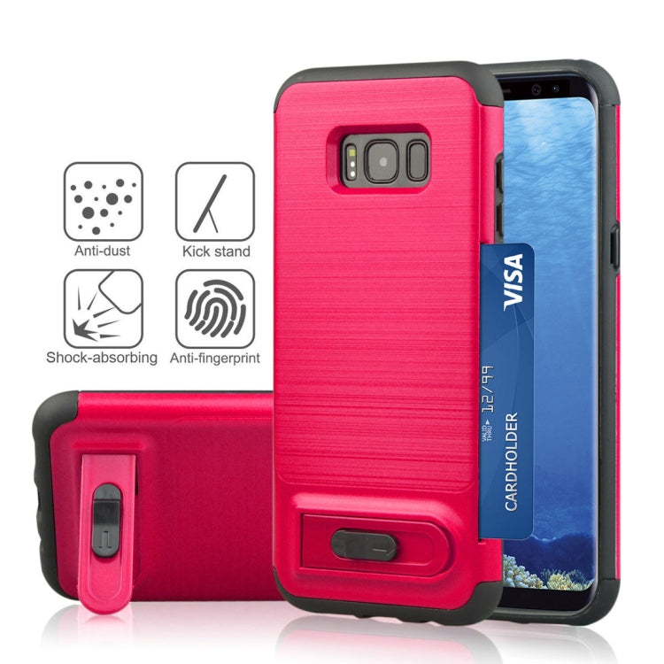 For Galaxy S8 + / G955 Brushed Texture TPU+PC Protective Back Case with Holder & Card Slot