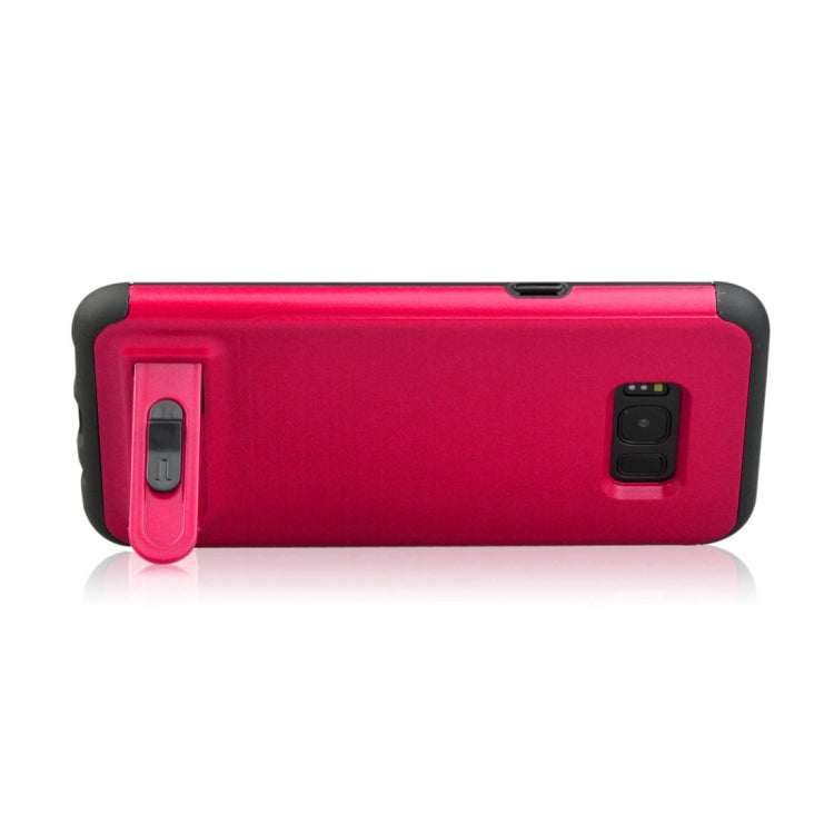 For Galaxy S8 + / G955 Brushed Texture TPU+PC Protective Back Case with Holder & Card Slot
