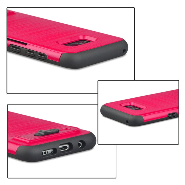 For Galaxy S8 + / G955 Brushed Texture TPU+PC Protective Back Case with Holder & Card Slot