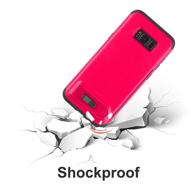 For Galaxy S8 + / G955 Brushed Texture TPU+PC Protective Back Case with Holder & Card Slot